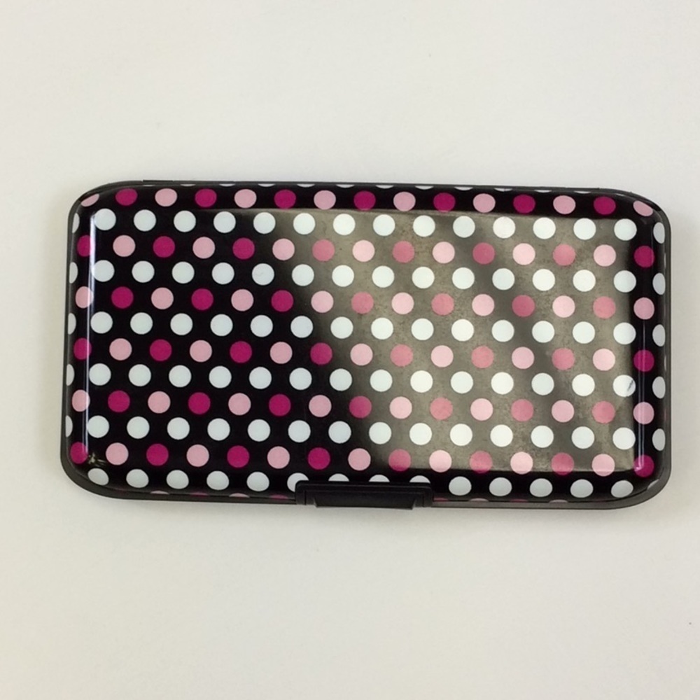 Pink Polka Dot Metal Security Wallet - Picture 1 of 6